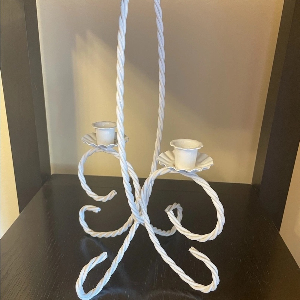 Vintage‎ White Twisted Metal Candle Holder
